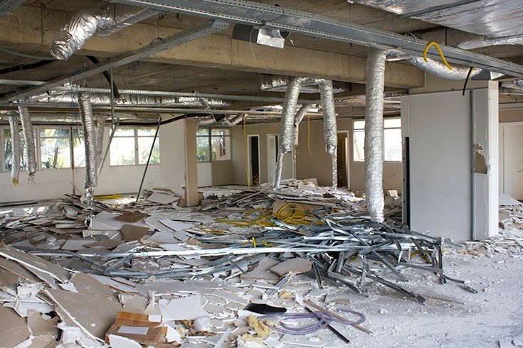 Commercial interior demolition planning and containment